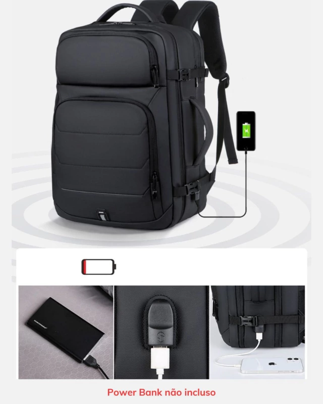 Mochila Expansível Notebook 17" com USB - Flex Bag