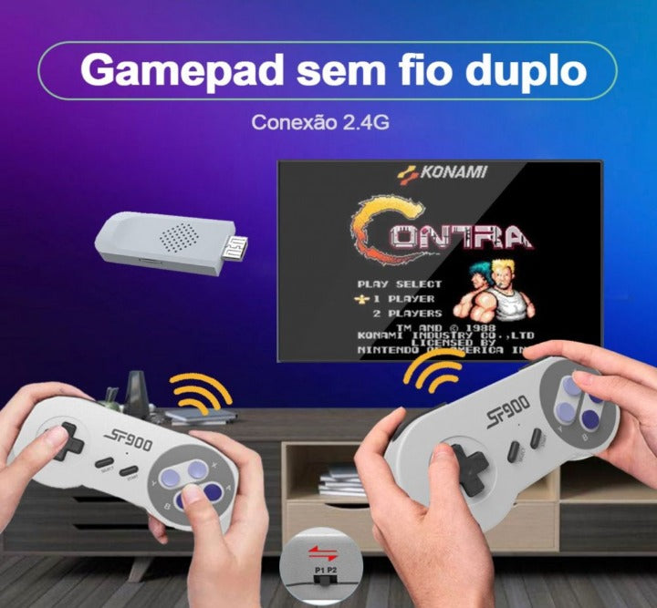 Nintendo Retrô Com 5000 Jogos Nostálgicos + Dois Controles (Game Stick SF900)
